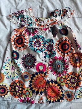 Colorful Kaleidoscope Button-Front Sundress 4/5